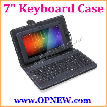7 inch Keyboard leather Case for 7 inch Tablet PC USB/Mini USB/Micro interface with Stand OPNEW